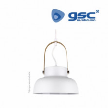 Lámpara colgante E27 60w Metal + Madera Blanco FLam GSC UUS
