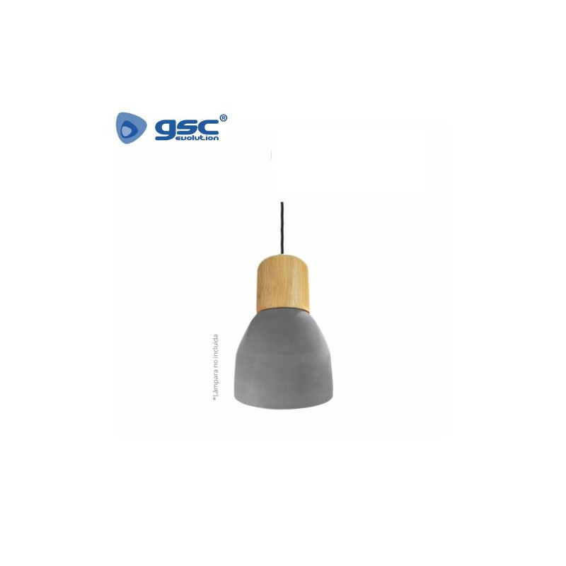 Lámpara colgante E27 60w Madera + Cemento Gris Mate Loen GSC UUS