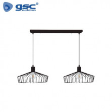 Lámpara colgante Serie Bamil doble E27 40w Diámetro 380mm Negro GSC C1/1