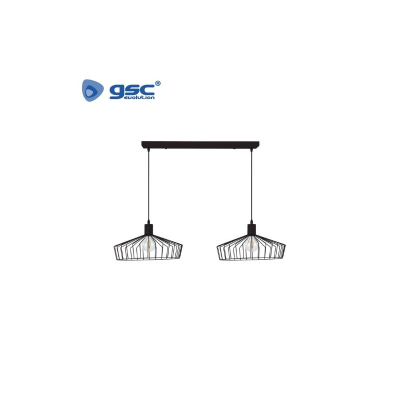 Lámpara colgante Serie Bamil doble E27 40w Diámetro 380mm Negro GSC C1/1