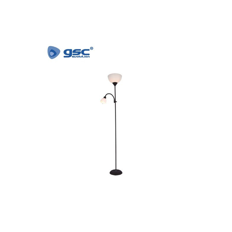 Lámpara de pie E27 40w con luz de lectura E14 176cm E14 Negro Nawis GSC C1/1