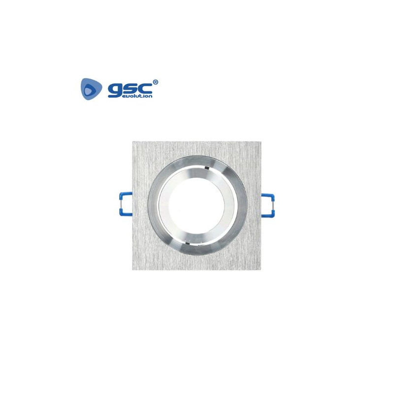 Aro cuadrado basculante Aluminio GU10 Incluido 90mm Empotramiento 75mm GSC C10/100