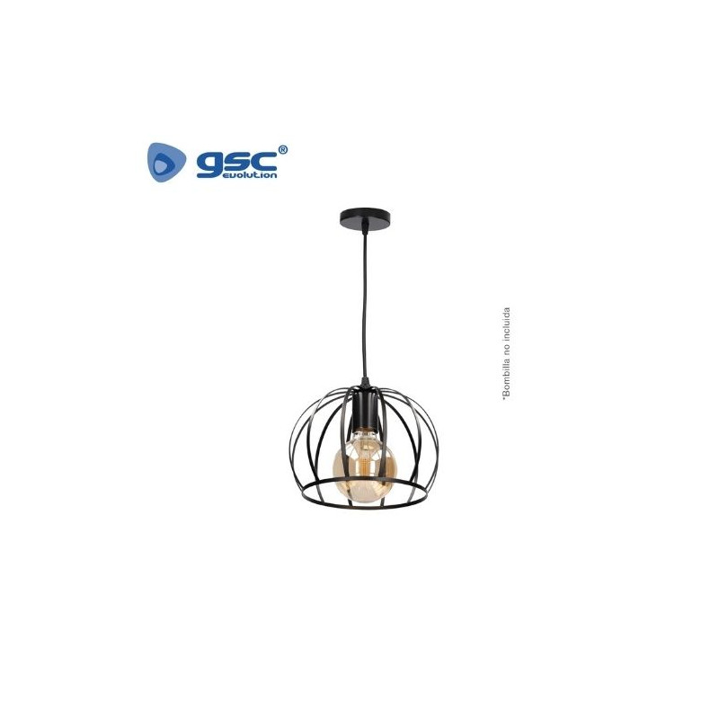 Lámpara de techo colgante Serie Carnot redondo E27 Ø190mm Negro