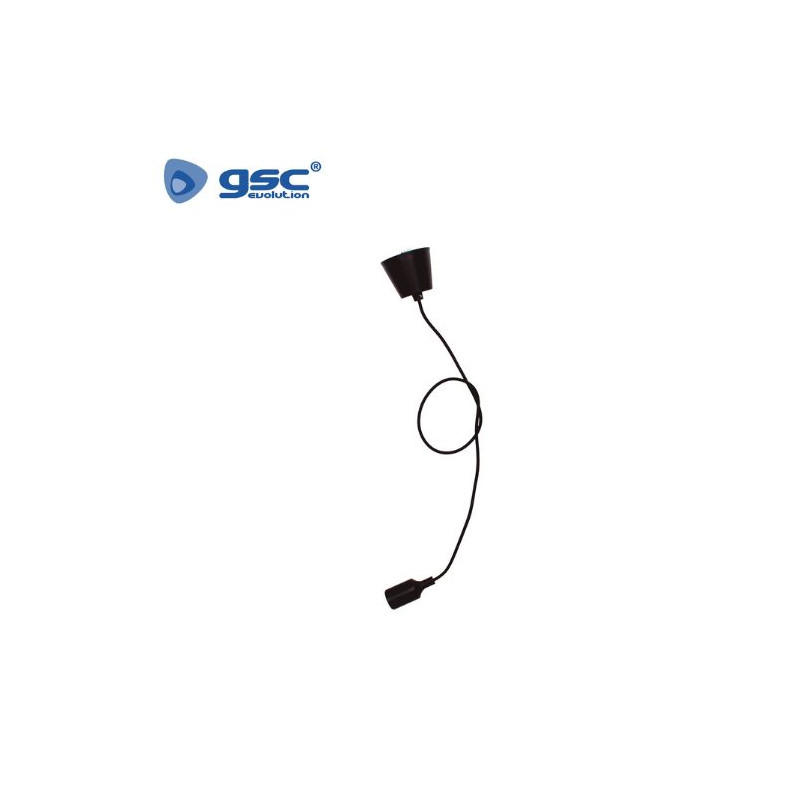 Portalámpara E27 silicona Cable textil 1m Negro GSC C1/50