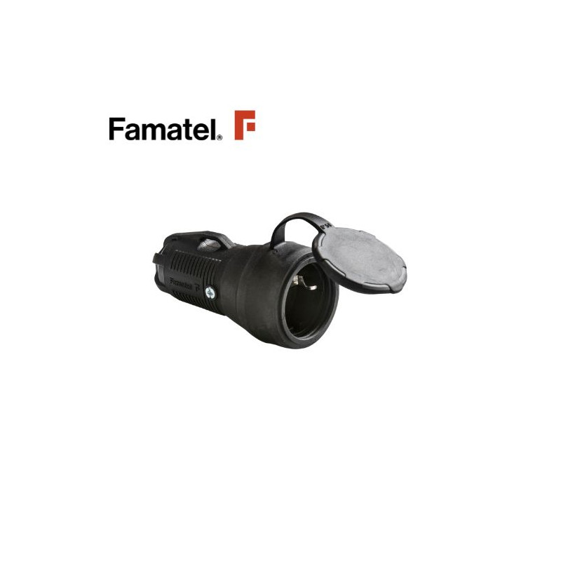 Base móvil 16A 220V TT con Tapa Goma Negro Diámetro 4,8mm IP54 FAMATEL C1/6