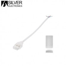 Para Tiras LED 230V Serie PRO RGB Cable con conector+ enchufe. 20 cm y tapa final IP44 SILVER