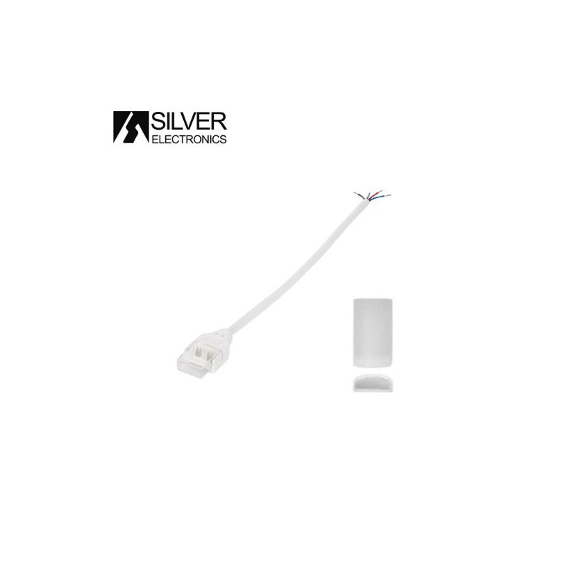 Conector alimentación RGB + Tapa final para Tira LED 220V Para las ref.221020/2210230 IP44 SILVER C1