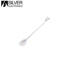 Conector alimentación + cable pelado (20cm) para tira LED Monocolor 220V Ancho 12mm IP44 SILVER C1