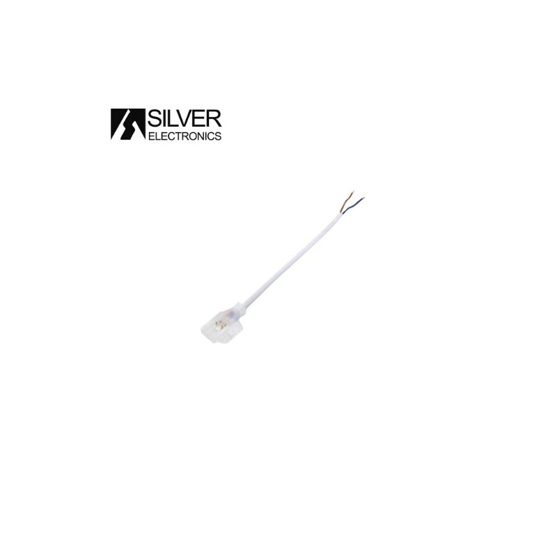 Conector alimentación + cable pelado (1metro) para tira LED Monocolor 220V Ancho 12mm IP44 SILVER C1