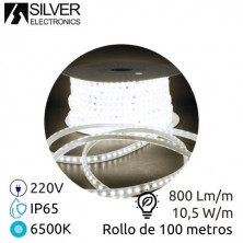 Tira LED 100m 220V 10,5w/m 6500K 800Lm Ancho 14mm IP65 SILVER C1