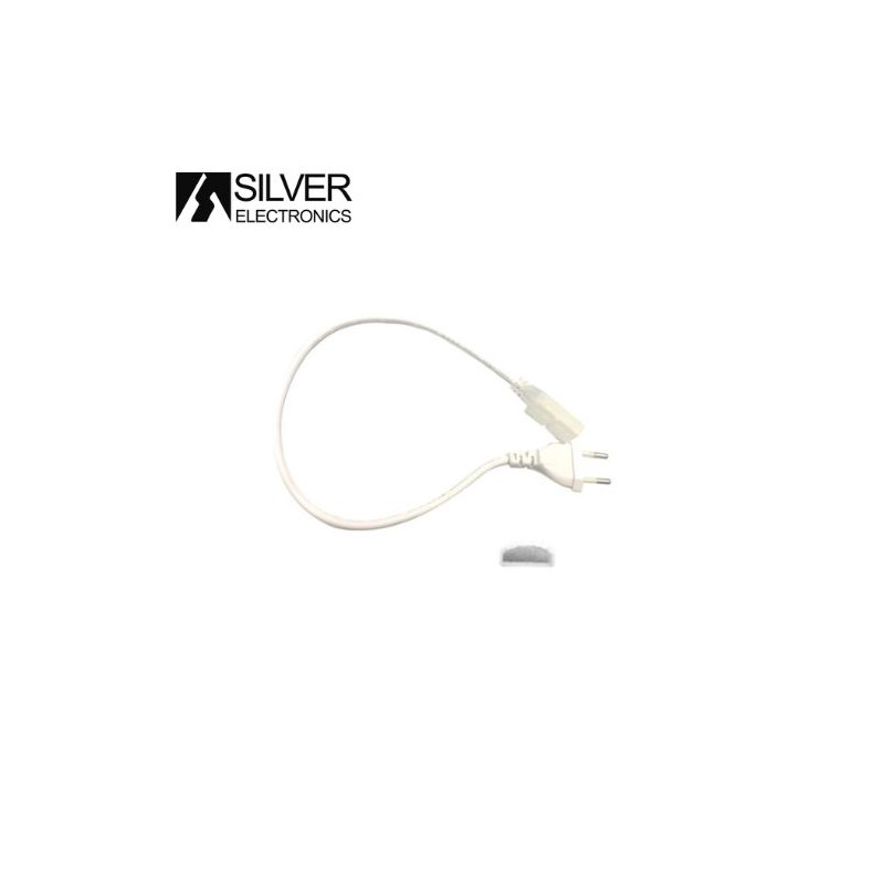 Cable alimentación, enchufe y tapa final Tira LED 220V IP65 PRO 221030/2210330/221060/2210630 SILVER