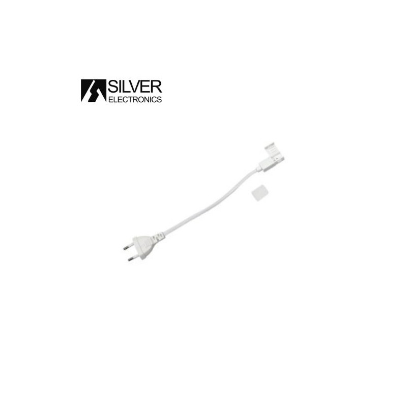Cable alimentación + tapa final para tira LED 220V (221020/30/40/60-2210230/330/430/630) IP44 SILVER