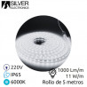 Kit tira LED 5m 220V 11w/m 6000K 1000Lm Ancho 12mm Cable de alimentación incluido IP65 PRO SILVER C1