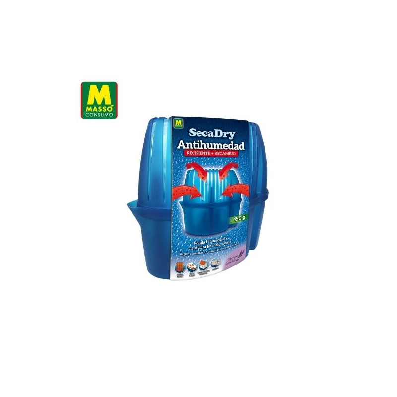 SECADRY Recipiente y recambio granulado antihumedad 450 gr MASSÓ C1/12