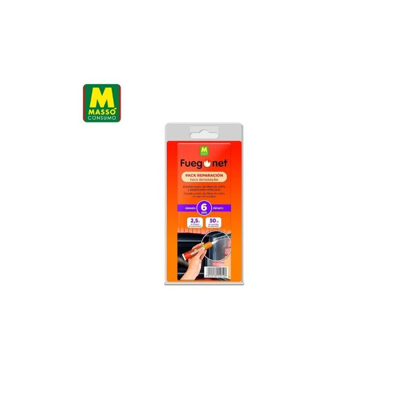 FUEGONET Cordón negro Diámetro 6mm + Cola Refractaria 50 ml MASSÓ C1/6