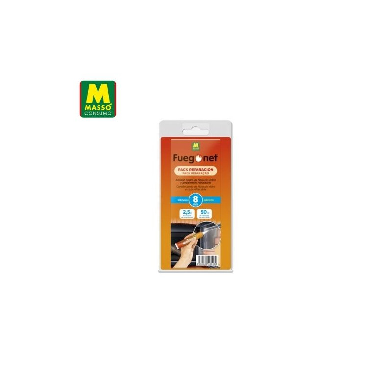 FUEGONET Cordón negro Diámetro 8mm + Cola Refractaria 50 ml MASSÓ C1/6