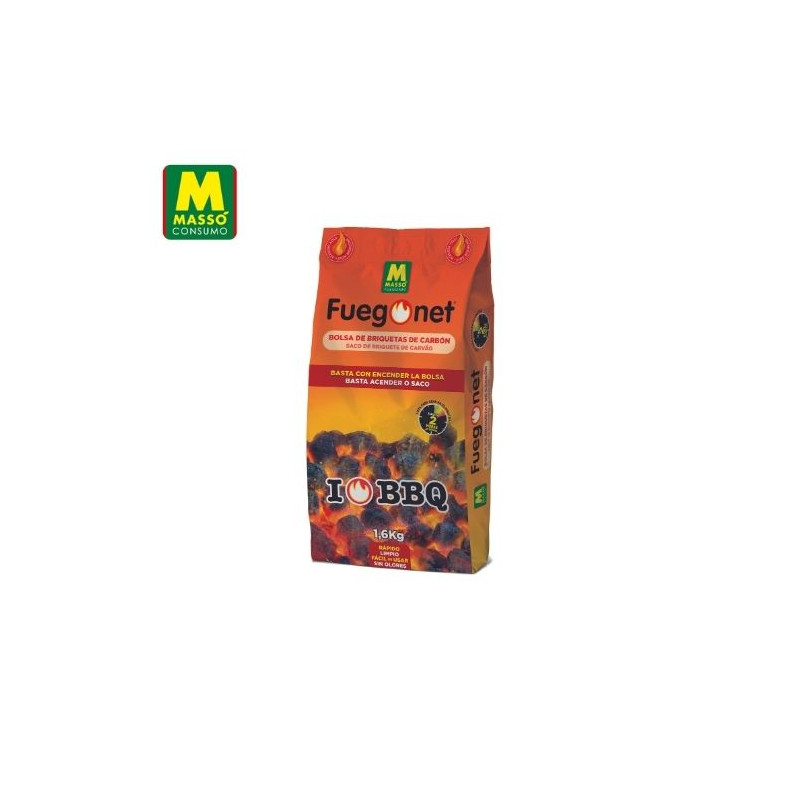 FUEGONET Bolsas de Briquetas de carbón 1,6 kg MASSÓ C1/10