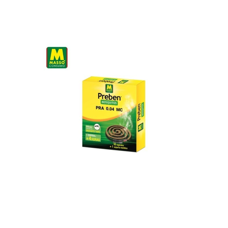 PREBEN Espiral anti-mosquitos 10 unidades + 1 soporte (Uso exterior) MASSÓ C1/20
