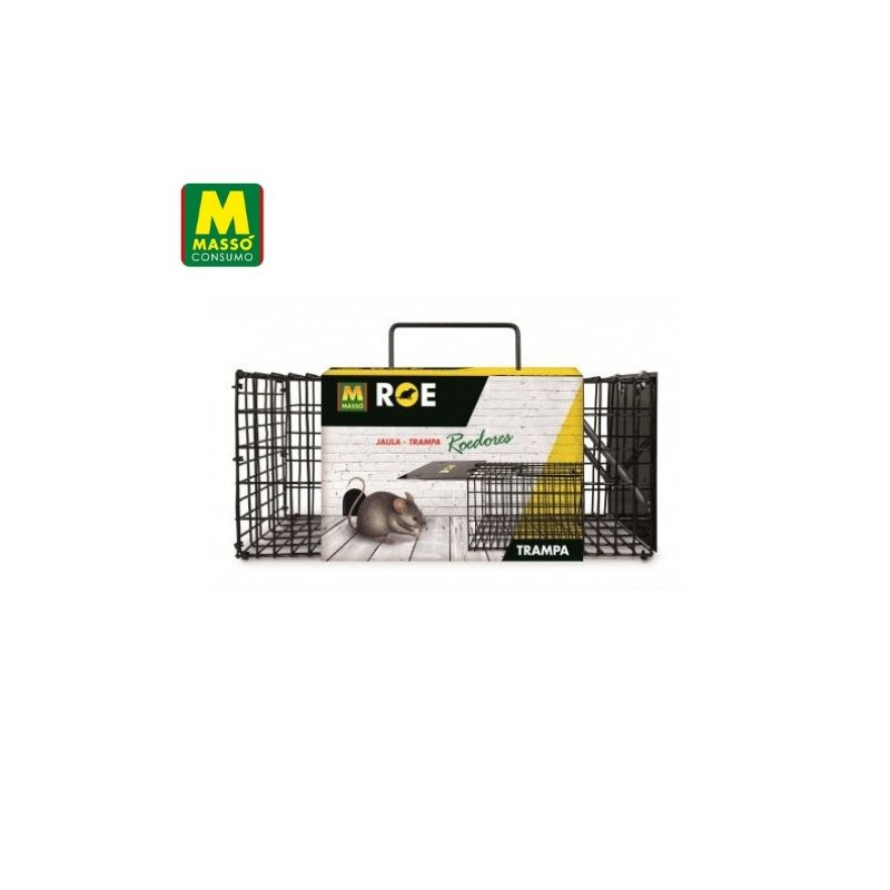 ROE Jaula trampa metálica XL para roedores 60x19x19cm MASSÓ C1/2