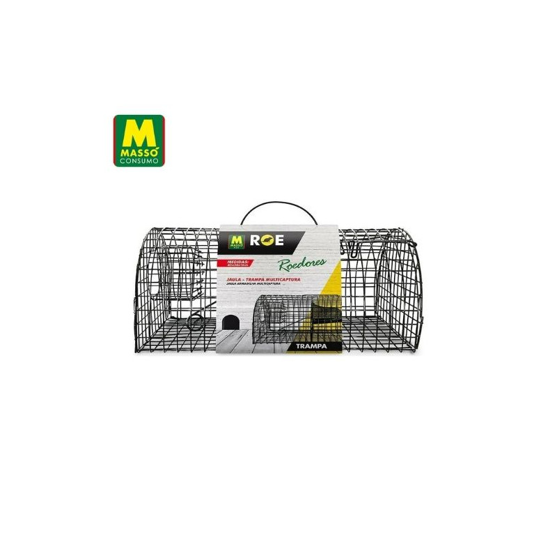 ROE Jaula trampa multicaptura para ratas y ratones 40x24x18cm MASSÓ C1/3