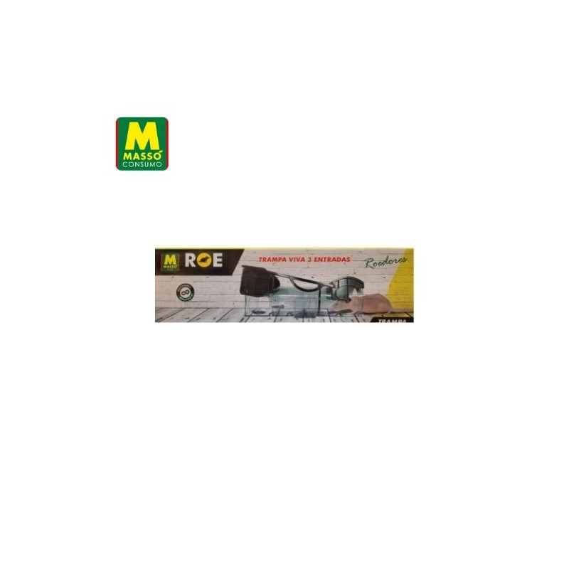 ROE Jaula trampa viva 3 entradas para roedores 92x88x365mm MASSÓ C1/3