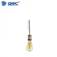 Portalámpara E27 colgante latón cable 1m negro Yaren GSC C1/20