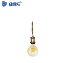 Portalámpara E27 colgante latón 1m cable trenzado dorado Sedona GSC C1/20