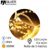 Tira LED 5m 12V 9,6w/m 3000K 520Lm Ancho 8mm SMD 3528 IP65 SILVER C1