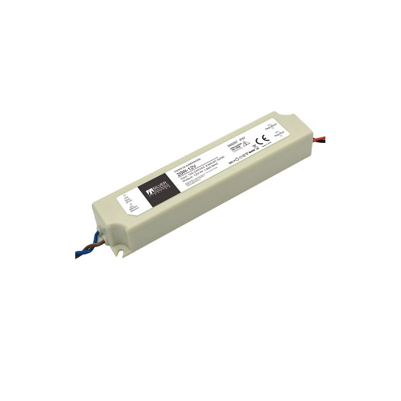 Fuente de alimentación para Tira de LED 12V 20w 1,67A IP67 SILVER
