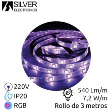 Kit tira LED 3m 7,2w/m RGB 540Lm Ancho 8mm IP20 220V SILVER C1