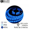 Tira LED 5m 12V 4,8w/m Azul 283Lm Ancho 8mm SMD 3528 IP65 SILVER C1