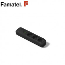 Base 3 Tomas TT con interruptor sin Cable Negro Caja FAMATEL C12