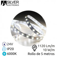 Tira LED 5m 24V 14w/m 6000K 1120Lm Ancho 10mm SMD 5050 IP20 SILVER C1 UUS