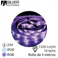 Tira LED 5m 24V 10w/m RGB 1320Lm Ancho 10mm IP20 SILVER C1