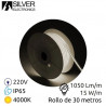 Tira LED COB 220V 30m 15w/m 4000K 1050lm Ancho 12mm (Incluye un cable de alimentación) IP65 SILVER C