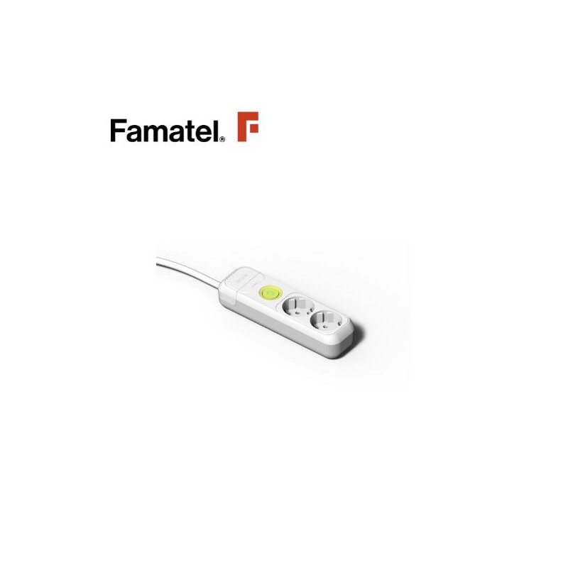 Base 2 Tomas TT 3x1,5mm 1,5 metros de cable con interruptor FAMATEL