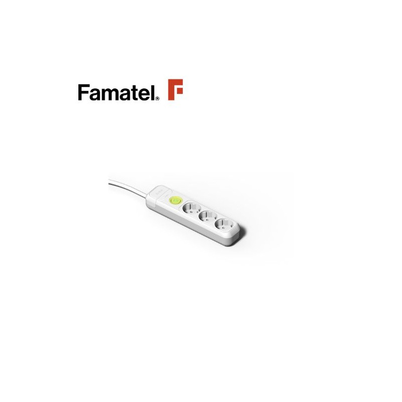 Base 3 Tomas TT 3x1,5mm 1,5 metros de cable con interruptor FAMATEL