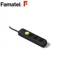 Base 3 Tomas TT 3x1,5mm 1,5 metros de cable con interruptor negro FAMATEL C1