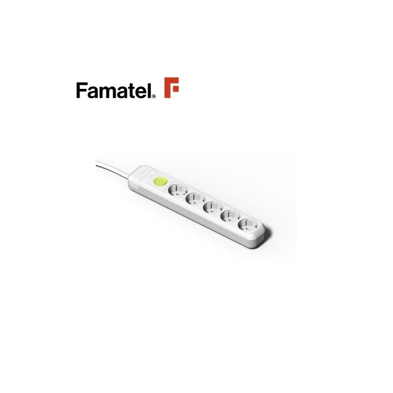 Base 5 Tomas TT 3x1,5mm 1,5 metros de cable con interruptor FAMATEL