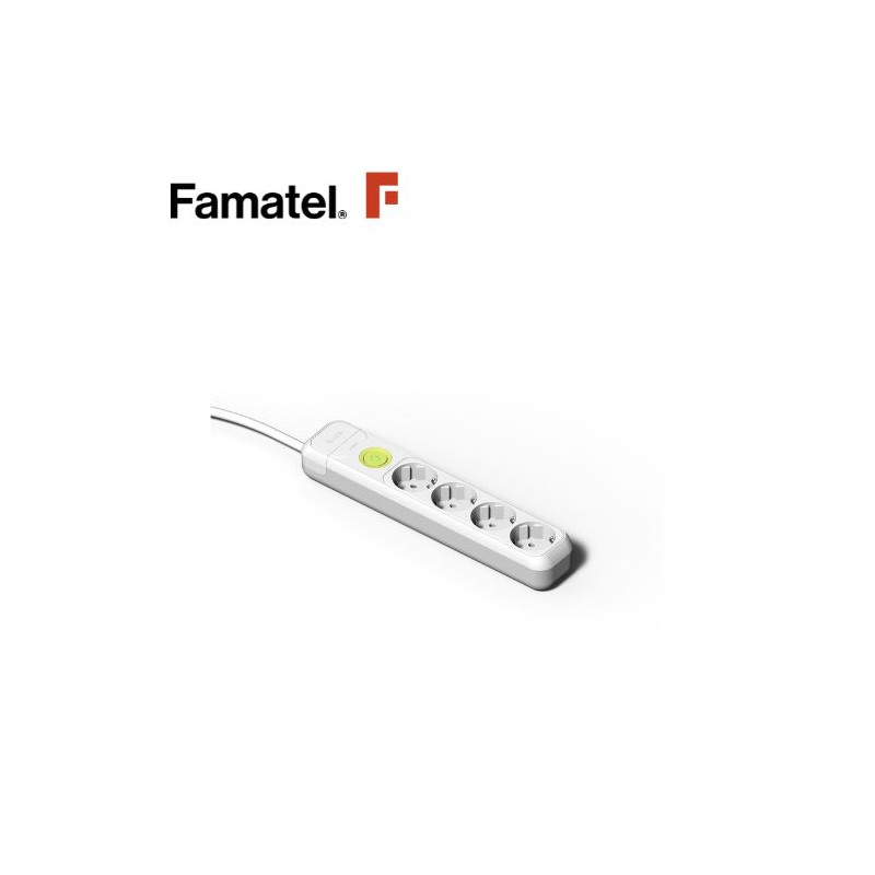 Base 4 Tomas TT 3x1,5mm 1,5 metros de cable con interruptor FAMATEL
