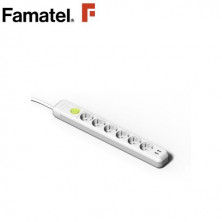 Base 6 Tomas TT 3x1,5mm 1,5 metros de cable con interruptor + 2 USB Blanco (A) FAMATEL