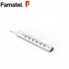 Base 6 Tomas TT 3x1,5mm 1,5 metros de cable con interruptor + 2 USB Blanco (A) FAMATEL