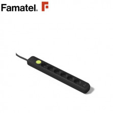 Base 6 Tomas TT 3x1,5mm 1,5 metros de cable con interruptor + 2 USB Negro (A) FAMATEL C1