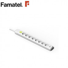 Base 8 Tomas TT 3x1,5mm 1,5 metros de cable con interruptor + 2 USB Blanco (A) FAMATEL