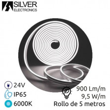 Tira LED 5m 24V 9,5w/m 6000K 800Lm Ancho 13mm IP65 NEON SILVER C1
