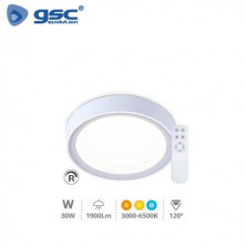 Plafón techo LED Redondo REGULABLE 30w 3000-6500K Blanco 1900Lm Diám. 400x105mm Oracle GSC UUS