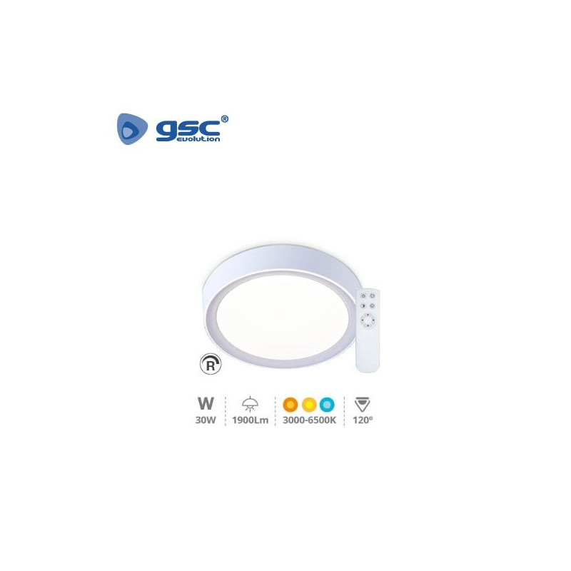 Plafón techo LED REGULABLE 30w 3000-6500K Blanco 1900Lm ÚLTIMAS UNIDADES