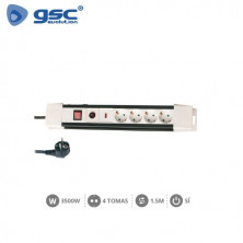 Base 4 Tomas TT 3x1,5mm 1,5 metros de cable con interruptor y proteccion GSC C1/30