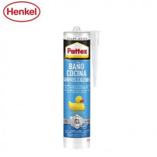 Pattex Silicona neutra Baños & Cocinas Transparente ANTI-MOHO Larga duración Cartucho 280ml C12