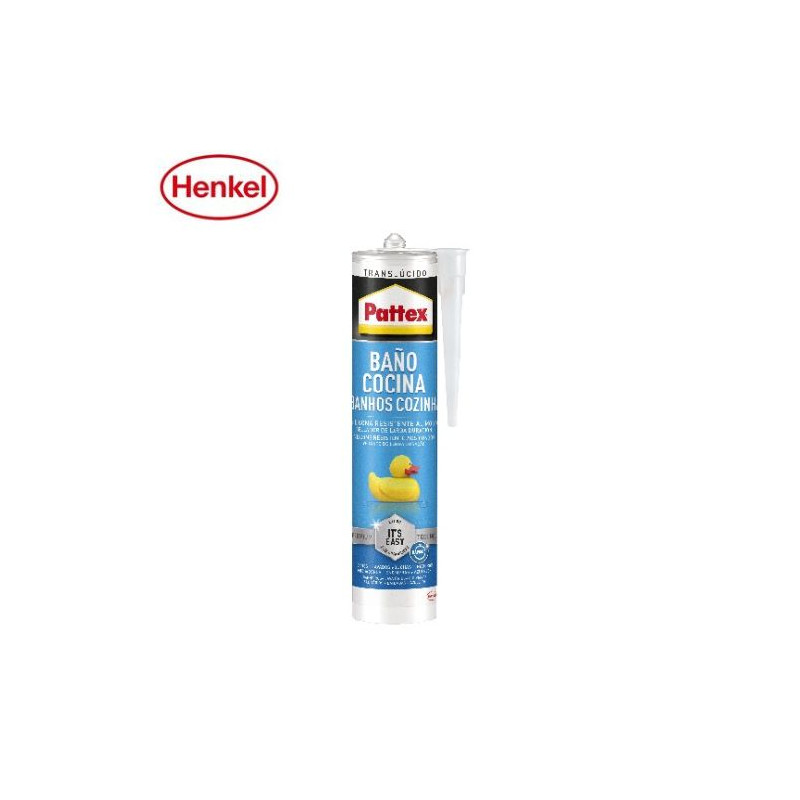 Pattex Silicona neutra Baños & Cocinas Transparente ANTI-MOHO Larga duración Cartucho 280ml